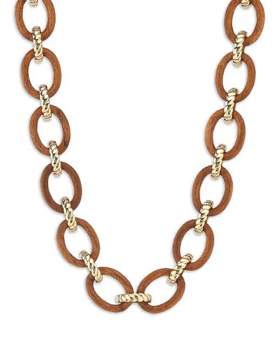 Capucine De Wulf Earth Goddess Teak Link Necklace, 17 In Brown