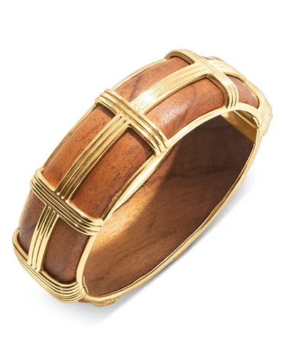 Capucine De Wulf Gaia Teak Bangle Bracelet In Brown/gold