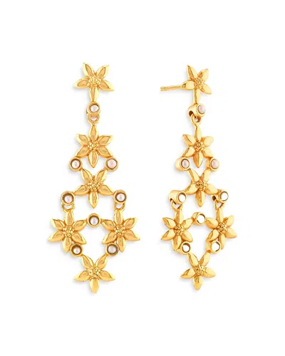 Capucine De Wulf Jasmine Imitation Pearl Flower Drop Earrings In Gold