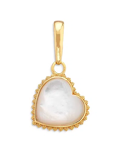 Capucine De Wulf Love Mother Of Pearl Medium Heart Charm In Gold