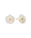 Capucine De Wulf Mermaid Garden Mother Of Pearl Blossom Petite Stud Earrings In 18k Gold Plated In White