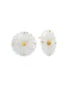 Capucine De Wulf Mermaid Garden Mother Of Pearl Blossom Statement Stud Earrings In 18k Gold Plated In White