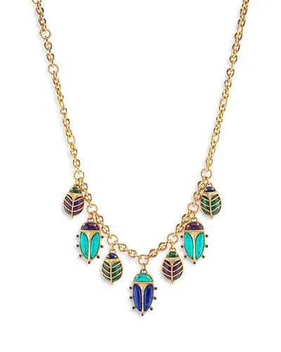 Capucine De Wulf Multi Gemstone Scarab Family Charm Necklace, 16-18 In Gold