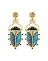Capucine De Wulf Scarab Berry Drop Earrings In Black Agat/blue