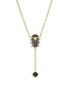 Capucine De Wulf Scarab Labradorite Lariat Necklace In 18k Gold Plated, 18 In Blue/gold