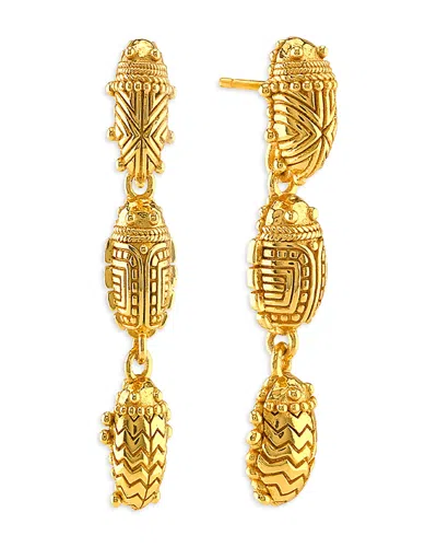 Capucine De Wulf Scarab Petite Linear Drop Earrings In Yellow