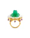 Capucine De Wulf Villandry Mixed Stone Frog On Flower Ring In 18k Gold Plated In Gold