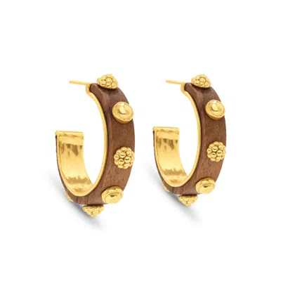 Capucine De Wulf Women's Gaia Hoop Earrings In Hammered Gold/teak In Brown