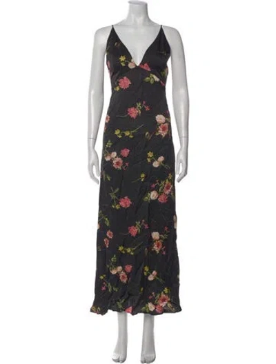 Pre-owned Capulet Floral Print Long Dress In Black
