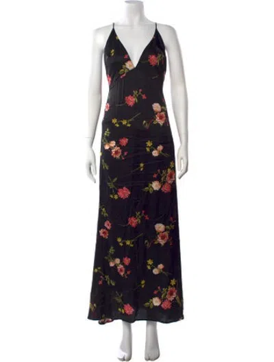 Pre-owned Capulet Floral Print Long Dress In Black