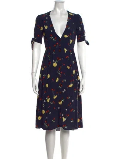 Pre-owned Capulet Floral Print Midi Length Dress In Blue
