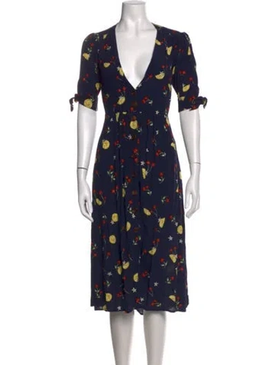 Pre-owned Capulet Floral Print Midi Length Dress In Blue