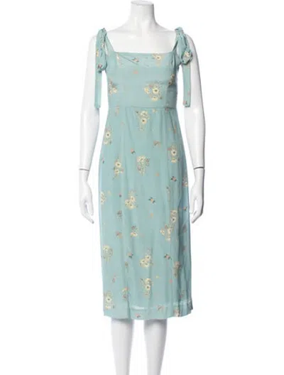 Pre-owned Capulet Floral Print Midi Length Dress In Blue