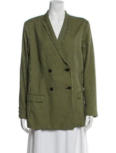 Pre-owned Capulet Houndstooth Print Blazer In Green