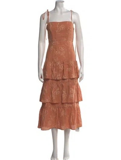 Pre-owned Capulet Linen Long Dress In Orange
