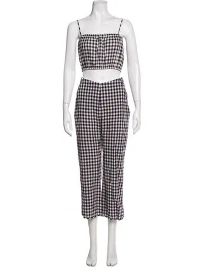 Pre-owned Capulet Plaid Print Ruffle Embellishment Pant Set In Multicolor