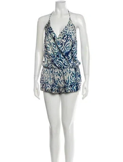 Pre-owned Capulet Printed Halterneck Romper In Blue