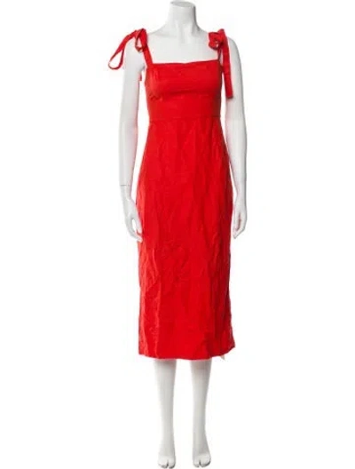 Pre-owned Capulet Square Neckline Knee-length Dress In Orange