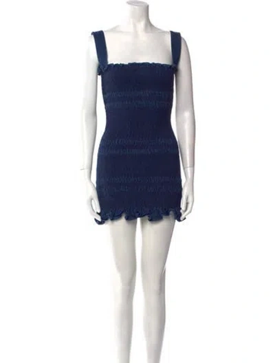 Pre-owned Capulet Square Neckline Mini Dress In Blue