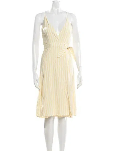 Pre-owned Capulet Striped Knee-length Dress In Yellow