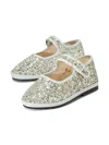 Capulette Bambina Glittered Buckled Ballet Flats In White