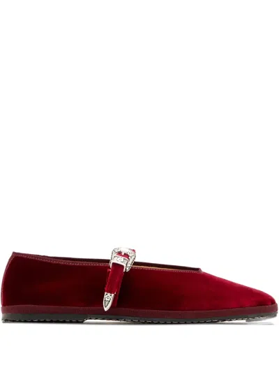 Capulette Norma Velvet Ballet Flats In Red