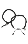 Caputo & Co 2-pack Assorted Onyx & Braided Nylon Bracelets
