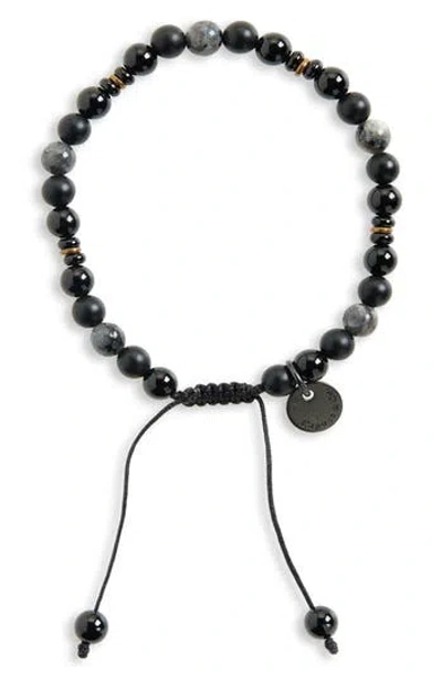 Caputo & Co Aura Gemstone Slider Bracelet In Black