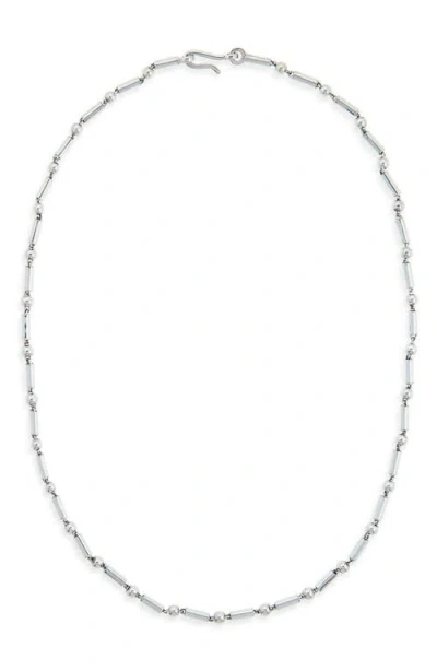 Caputo & Co Bar & Bead Necklace In Metallic