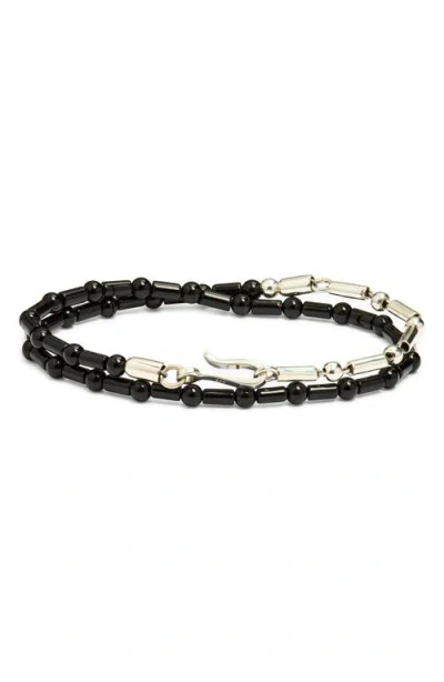 Caputo & Co Bar & Stone Beaded Wrap Bracelet In Black