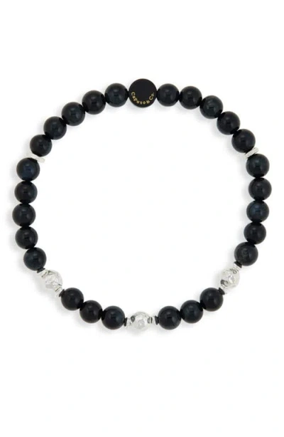 Caputo & Co Beaded & Hammered Ball Stretch Bracelet