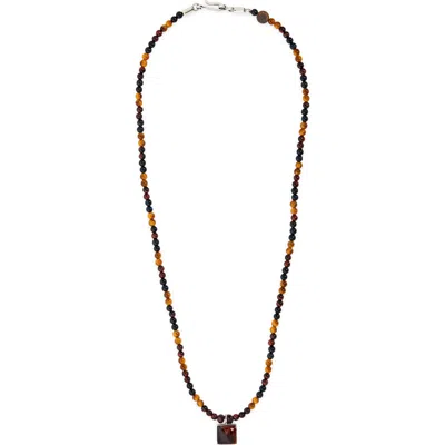 Caputo & Co Beaded Tiger's Eye Pendant Necklace In Brown