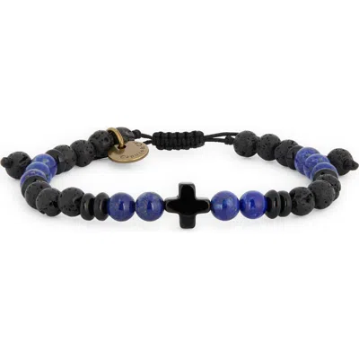 Caputo & Co Black Onyx Cross Bracelet