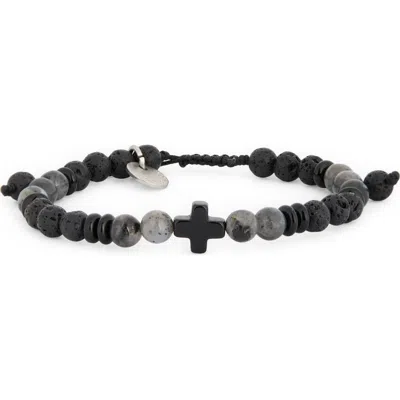 Caputo & Co Black Onyx Cross Bracelet