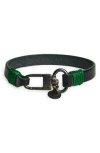 Caputo & Co Contrast Edge Leather Bracelet In Black