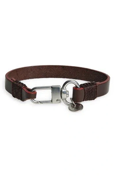 Caputo & Co Contrast Edge Leather Bracelet In Black