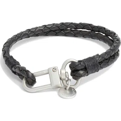 Caputo & Co . Craftman Braided Leather Bracelet In Black