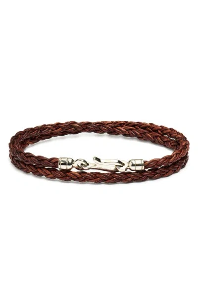 Caputo & Co Double Wrap Braided Leather Bracelet In Brown