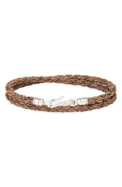 Caputo & Co Double Wrap Braided Leather Bracelet In Brown