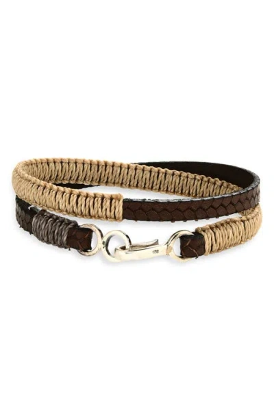 Caputo & Co . Double Wrap Leather Bracelet In Brown