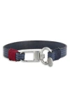Caputo & Co Embossed Multistripe Leather Bracelet In Blue