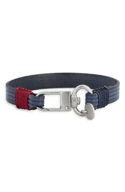 Caputo & Co Embossed Multistripe Leather Bracelet In Blue