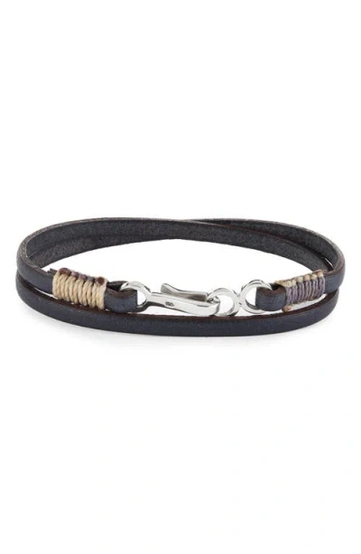 Caputo & Co Euro Leather Double Wrap Bracelet In Gray
