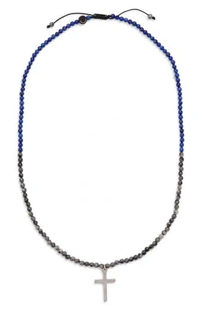 Caputo & Co Gemstone Cross Pendant Necklace In Black
