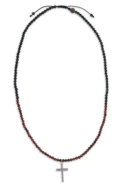 Caputo & Co Gemstone Cross Pendant Necklace In Brown