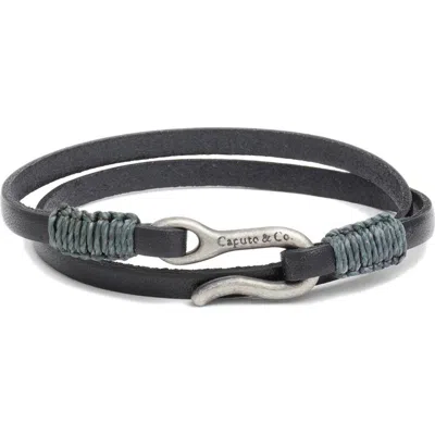 Caputo & Co . Leather Double Wrap Bracelet In Black