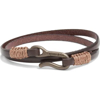 Caputo & Co . Leather Double Wrap Bracelet In Brown