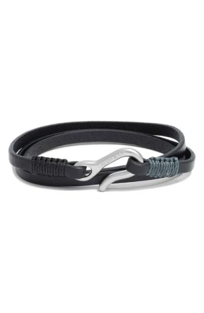 Caputo & Co . Leather Triple Wrap Bracelet In Black