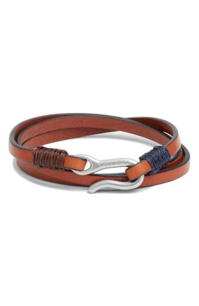 Caputo & Co . Leather Triple Wrap Bracelet In Brown