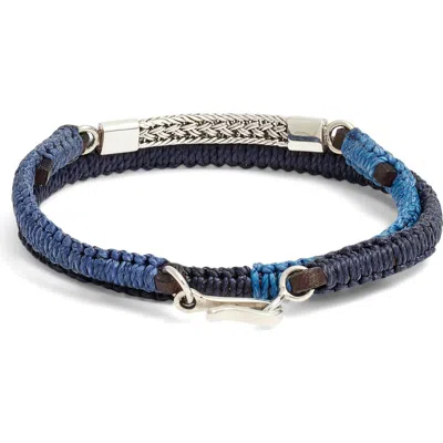 Caputo & Co . Macrame Artisan Leather Bracelet In Blue